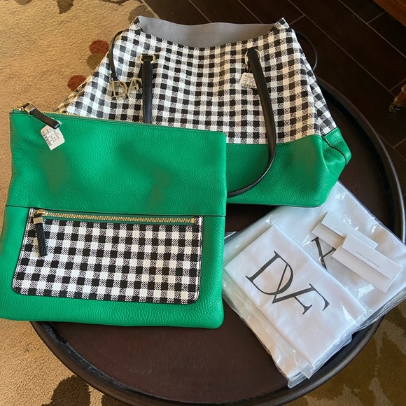 Diane Von Furstenberg Gingham Tote & Clutch - Picture 11 of 11